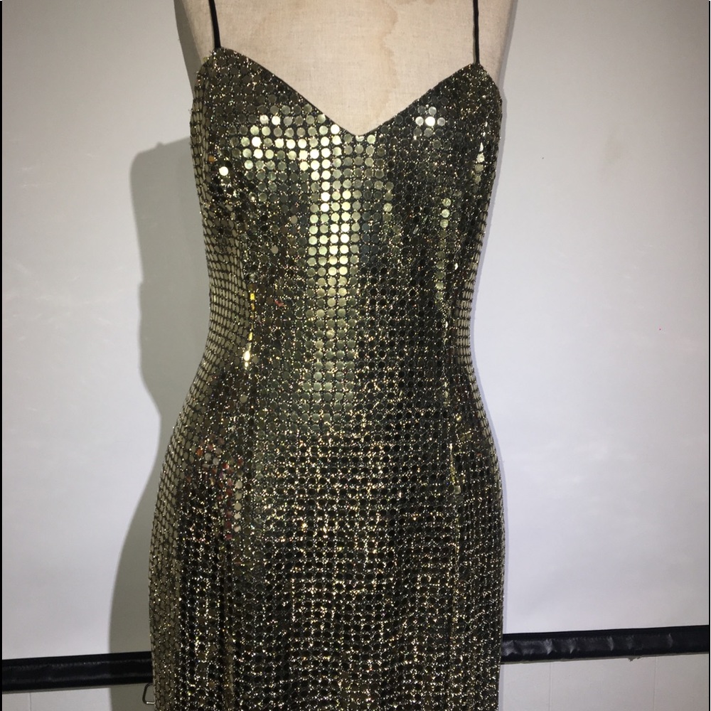 gold sequin dress